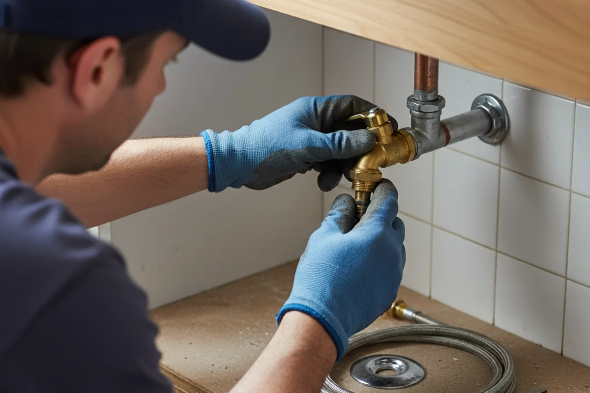 Shutoff valve and fitting work during Emergency Plumbing in Acosta